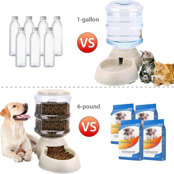 Pawzon 2 Pack Automatic Cat Feeder and Water Dispenser in Set Gravity Food Feeder and Waterer Pet Food Bowl for Small Medium Dog Pets Puppy Kitten Big Capacity 1 Gallon x 2 - Image 4