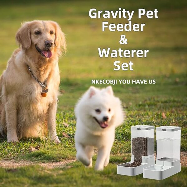 NKECOBJI Gravity Pet Feeder and Water Dispenser Set, Automatic Dog Feeder and Dog Water Dispenser for Dogs Cats Pets Animals Large Capacity(3.8L) - Image 6