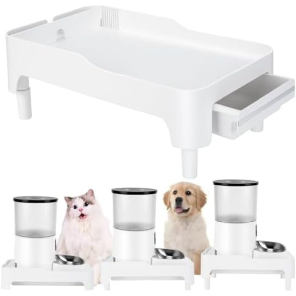 BEBOBLY Adjustable Cat Feeder Stand, Elevated Holder for Automatic Feeders, 3-5.1 in, Nonslip, Adjustable