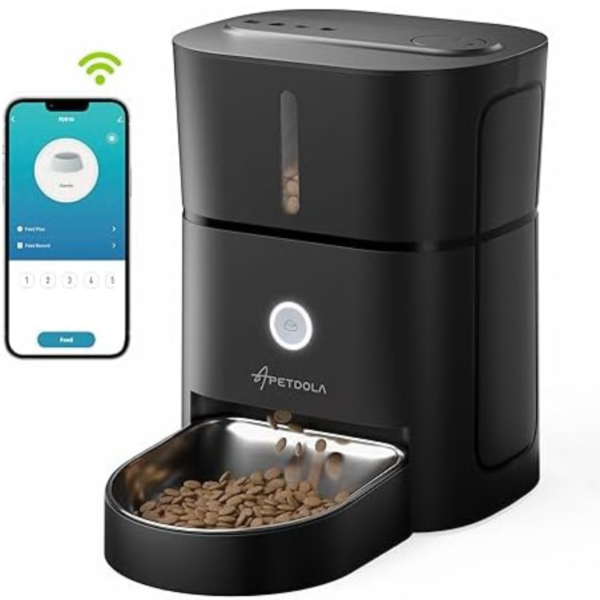 APETDOLA Automatic Cat Feeder, 5G WiFi Cat Food Dispenser with APP Control, 3L/12 Cup Timed Cat Dry Food Dispenser, Auto Pet Feeder Programmable for Cats & Dogs, 10s Voice Recorder, Dual Power Supply