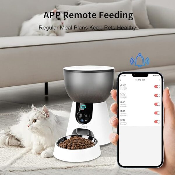 Lychee Automatic Cat Feeder with Camera, 5G WiFi Pet Feeder, 1304P HD Video with Night Vision,2-Way Audio Smart App Control Compatible with Alexa, 4L Dry Food Dispenser for Cats and Samll Dog - Image 4