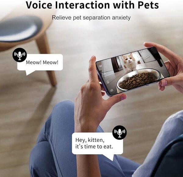 Lychee Automatic Cat Feeder with Camera, 5G WiFi Pet Feeder, 1304P HD Video with Night Vision,2-Way Audio Smart App Control Compatible with Alexa, 4L Dry Food Dispenser for Cats and Samll Dog - Image 6