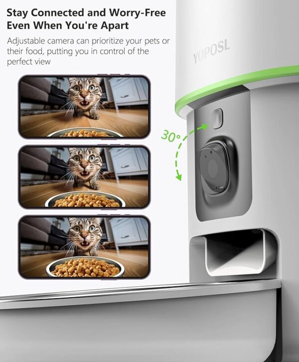 Yuposl Automatic Cat Feeders with Camera - 5G WiFi App Control 1080 HD Video with Night Vision, 2-Way Audio 2L/4L Cat Food Dispenser Easy to Use and Clean, Timed Pet Feeder Also for Dogs - Image 7