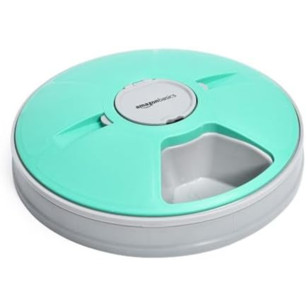 Automatic Electronic Timed Pet Feeder, 6 Portions, Plastic, Teal, 12" X 12" X 2.59"