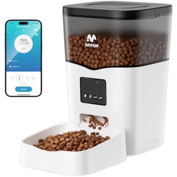 IMIPAW Automatic Cat Feeder WiFi: Automatic Cat Food Dispenser with App Remote Control Timed Feeding of Dry Food 10s Voice Recorder Programmable Pet Feeder for Cat & Small Dog Up to10 Meals