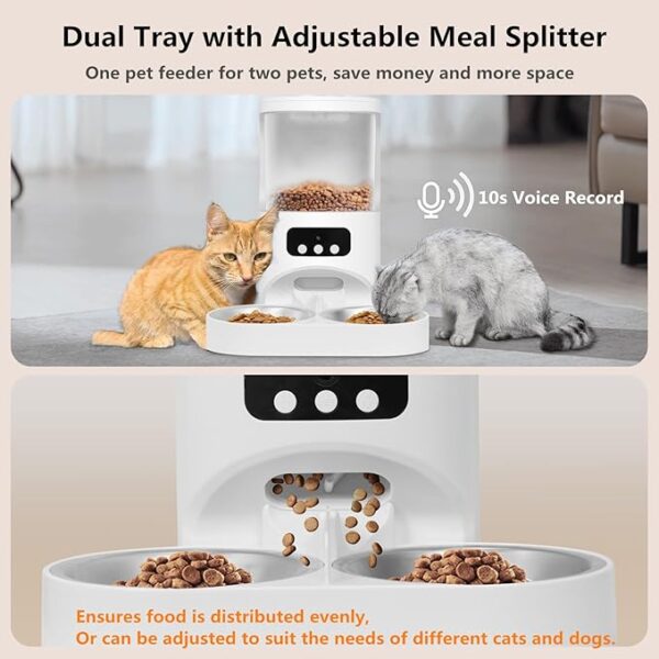 MIETUBL Automatic Cat Feeder with Camera for 2 Cats,1080P HD Video Night Vision Pet Feeder Food Dispenser,5G&2.4GHz WiFi Pet Feeder with 2 Way Audio,Smart App Control 4L Pet Dry Food Dispenser for Cat/Dogs - Image 2