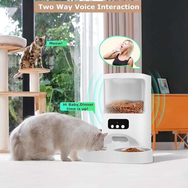 MIETUBL Automatic Cat Feeder with Camera for 2 Cats,1080P HD Video Night Vision Pet Feeder Food Dispenser,5G&2.4GHz WiFi Pet Feeder with 2 Way Audio,Smart App Control 4L Pet Dry Food Dispenser for Cat/Dogs - Image 3