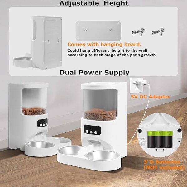 MIETUBL Automatic Cat Feeder with Camera for 2 Cats,1080P HD Video Night Vision Pet Feeder Food Dispenser,5G&2.4GHz WiFi Pet Feeder with 2 Way Audio,Smart App Control 4L Pet Dry Food Dispenser for Cat/Dogs - Image 6