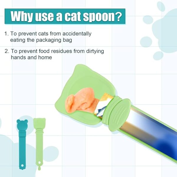 NQEUEPN 2pcs Cat Strip Feeders, Intelligent Cat Strip Feeder Kitten Lickable Snack Spoon Cat Puree Spoon Multi-Functional Cat Snack Strip Spoon for Dogs and Cats (Green, Blue) - Image 5