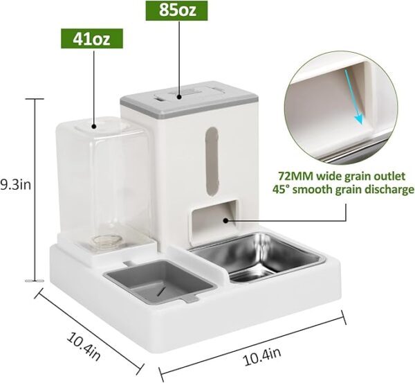 PiscatorZone Pet Feeder and Water Dispensers Set, Automatic Cat Food Dispenser, Gravity Automatic for Cats and Small Dogs (pale grey) - Image 2