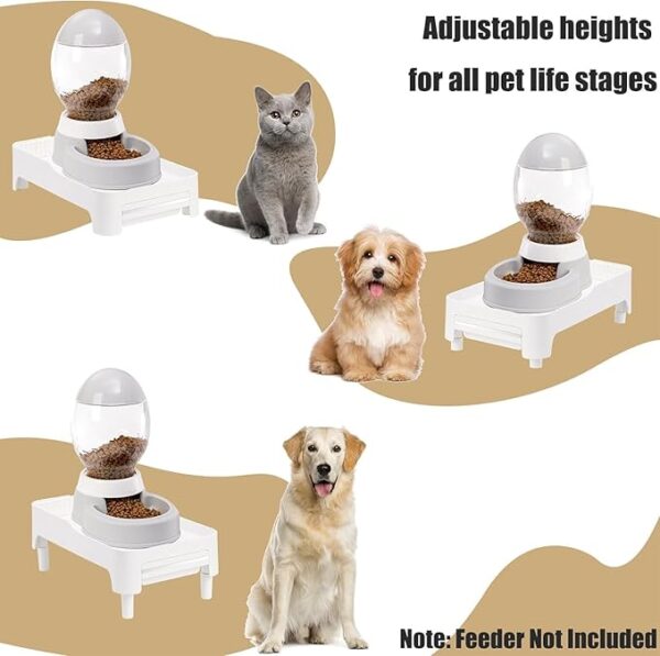 YOUEON Raised Pet Feeder Stand for Cats and Dogs Neck Health, Adjustable Height Elevated Shelf Suitable for 90% Automatic Pet Feeder & Water Dispenser, with Drawer to Stock Pet Snacks, Canned Food - Image 3