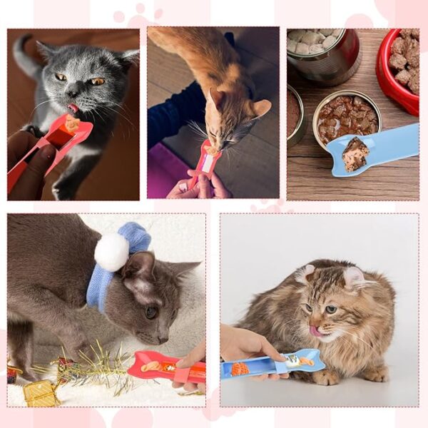 NQEUEPN 2pcs Cat Strip Feeders, Kitten Lickable Snack Spoon Intelligent Cat Strip Feeder Multi-Functional Cat Puree Spoon Cat Snack Strip Spoon for Dogs and Cats (Pink, Blue) - Image 7