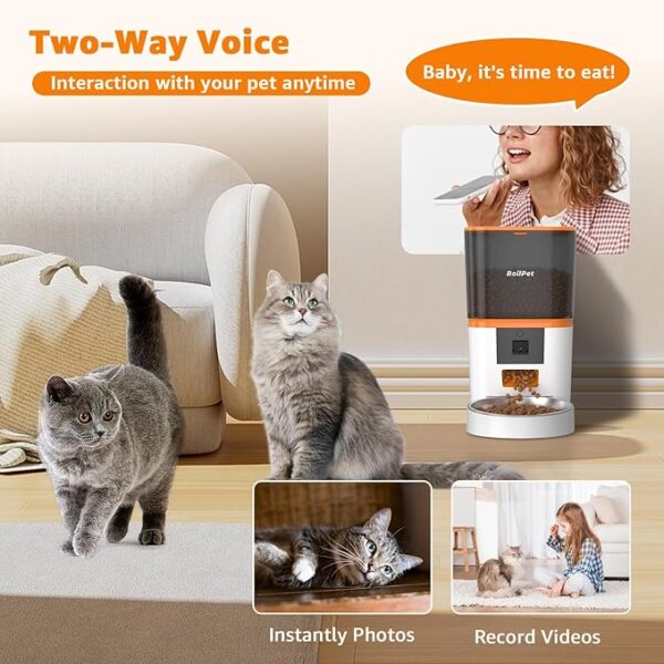 Roilpet Automatic Cat Feeder with Adjustable Camera, 5G WiFi 6L Smart Cat Food Dispenser, 1080P HD Video with Night Vision, Pet Feeder with 2-Way Audio for Cats & Dogs, Food Blockage & Motion Alerts - Image 5