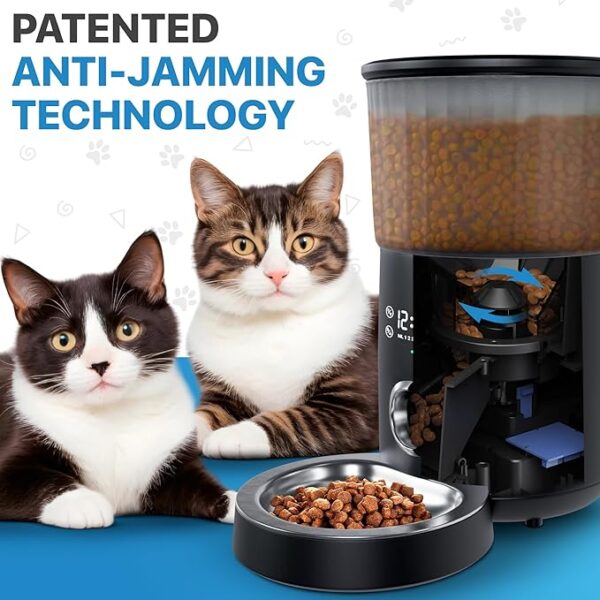 PUREVACY Automatic Cat Feeders for Indoor Cats with Timer. 4L Capacity Black Automatic Cat Feeder with Timer, Voice Recorder. Automatic Dog Feeder with Timer. 1-5 Meals.Cat Food Dispenser - Image 2