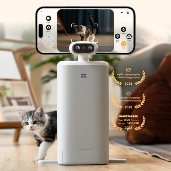 HHOlove Automatic Cat Feeder with Camera, 2k HD Video Night Vision, 5G/2.4G Pet Feeder with 2-Way Audio, Cat Food Dispenser with Low Food Alert and Blockage Sensor, Non-Subscription Version - Image 2