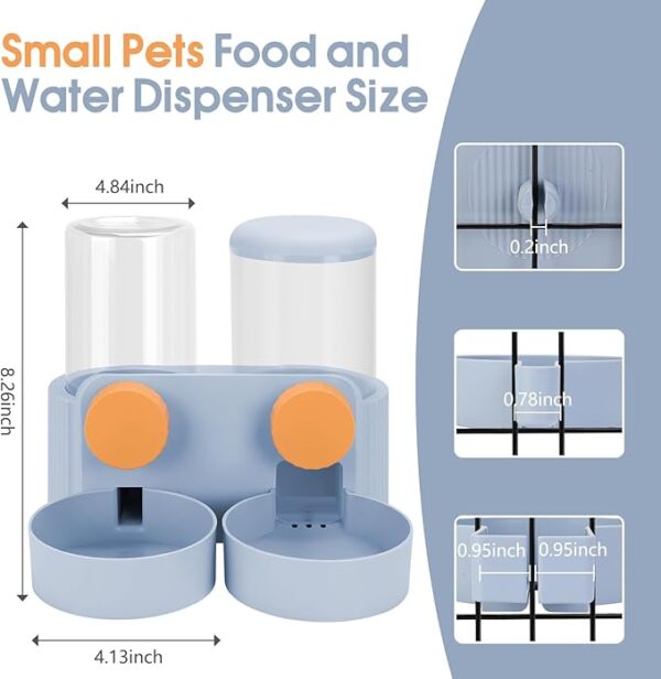 Yummy Sam Hanging Automatic Pet Food Bowl Water Dispenser, 1L Auto Gravity Cat Feeder and Waterer Set Kennel Feeding Watering Station Crate Feeder Dish for Rabbit Puppy Cats Ferret (Blue) - Image 2