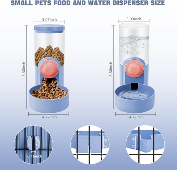 Yummy Sam Hanging Cage Automatic Small Pet Food Bowl Water Bottle Dispenser, 1L Auto Gravity Pet Feeder and Waterer Set Kennel Feeding Station Crate Feeder Dish for Puppy Cats Rabbit Ferret (Purple) - Image 4