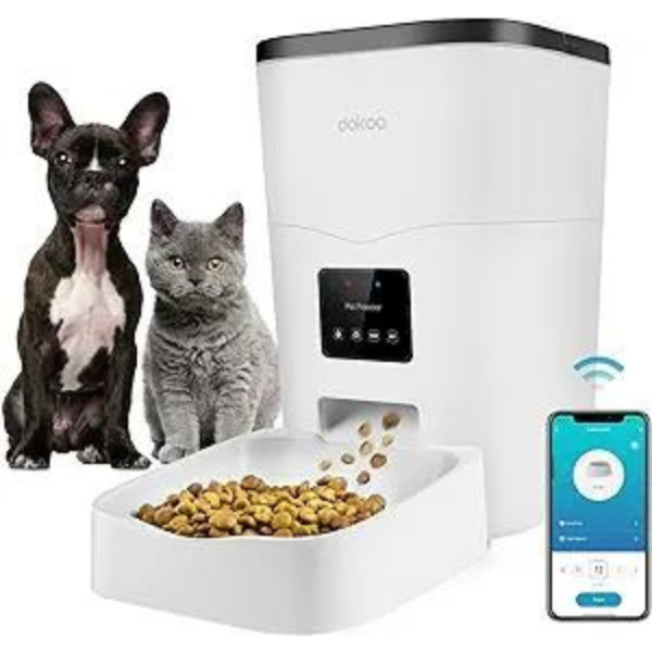 Dokoo Automatic Cat Feeders, App Control Smart Pet Food Dispenser with Portion Control&Timer Setting, Auto Dog Feeder 1-10 Meals, Voice Record, Small & Medium Pets,2.4G Wi-Fi ONLY, 3L/13cup (White)