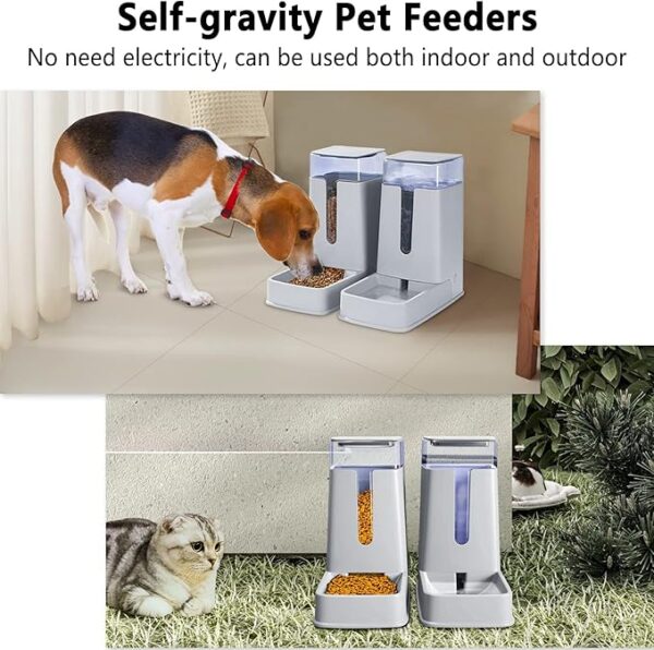 meowyoyo Automatic Cat Feeders 2 Packs with Cat Water Dispenser and Cat Food Dispenser Automatic Dog Feeder and Dog Water Dispenser for Small Medium Big Pet Dog Cat Puppy Kitten 1 Gallon - Image 2