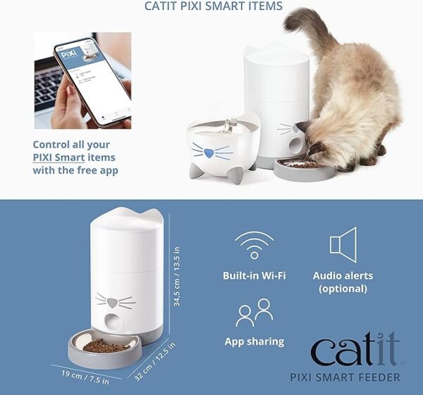 Catit - PIXI Smart Feeder - Automatic Cat Food Dispenser - Timed Pet Feeder for Cats with Dry Food Dispenser, Dessicant Bag, Portion Control, WiFi Enabled - Image 2