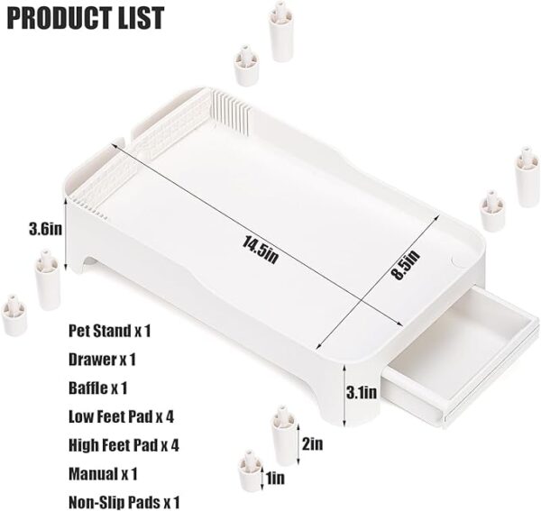 YOUEON Raised Pet Feeder Stand for Cats and Dogs Neck Health, Adjustable Height Elevated Shelf Suitable for 90% Automatic Pet Feeder & Water Dispenser, with Drawer to Stock Pet Snacks, Canned Food - Image 2