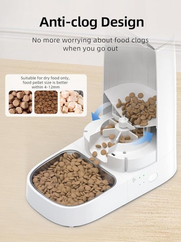 ROJECO 4L Automatic Pet Feeder, Compatible with iOS and Android Devices, Suitable for Multiple Cats and Dogs, Easy to Operate and Program, Reliable Anti-Clog Design - Image 2