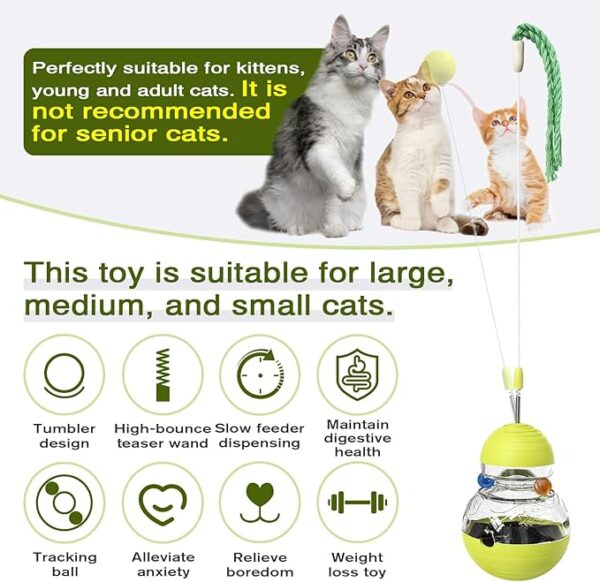 Cat Interactive Toys for Indoor Cats Kitten Wand Toy Weight Loss Lose Kitty Tracking Balls Slow Food Dispenser Feeder Treat Dispensing Feeding Pet Supplies Birthday Gift - Image 2