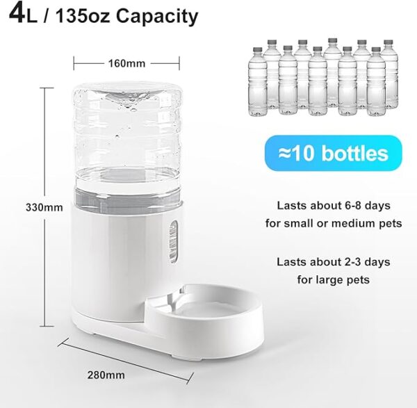 CZPET 4L Pet Water Dispenser Without Electricity Unplugged Automatic Water Bowl Dispenser Gravity Water Dispenser for Cats Water Self Feeder Dog Fountain Dogs Bowl Bottles for Kitten Puppy - Image 5