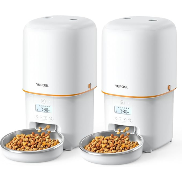 Yuposl Automatic Cat Feeders - 2 Packs 2L/4L Cat Food Dispenser Easy to Use, Timed Automatic Pet Feeder with Over 180-day Battery Life, 1-6 Meals Programmable Portion Control Also for Dogs