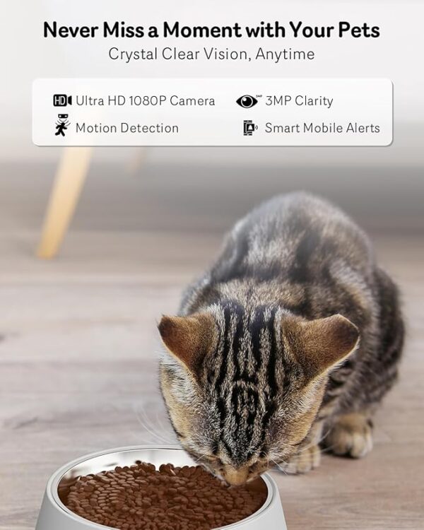 Sarpaws Automatic Cat Feeder with Camera, 1080P HD Video, Night Vision, 5G WiFi, 2-Way Audio, 10s Voice Recorder, Low Food & Blockage Sensor, Motion & Sound Alerts, Smart Cat Food Dispenser, F17C - Image 2