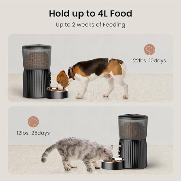 trifuns Automatic Cat Feeder, Wi-Fi Smart Pet Feeder with Dual Power, Voice Recorder, Easy Set Up Automatic Dog Feeder, 2.4G WiFi Remote Food Dispenser for Cat & Dog, 4L/1-10Meals, Black - Image 3