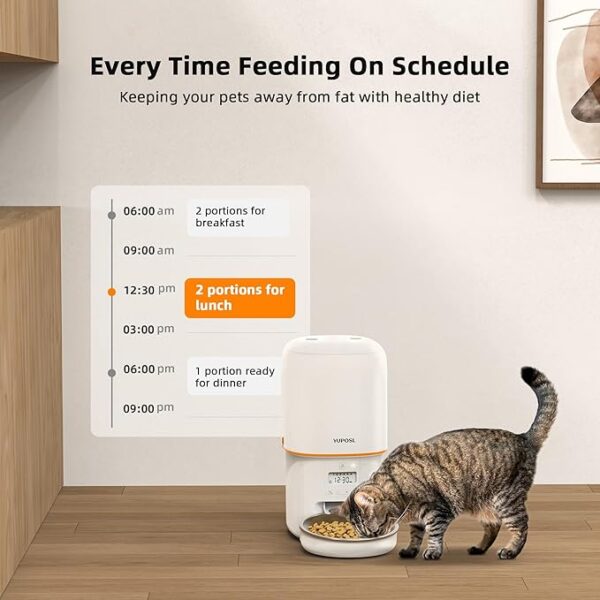 Yuposl Automatic Cat Feeders - 2 Packs 2L/4L Cat Food Dispenser Easy to Use, Timed Automatic Pet Feeder with Over 180-day Battery Life, 1-6 Meals Programmable Portion Control Also for Dogs - Image 2