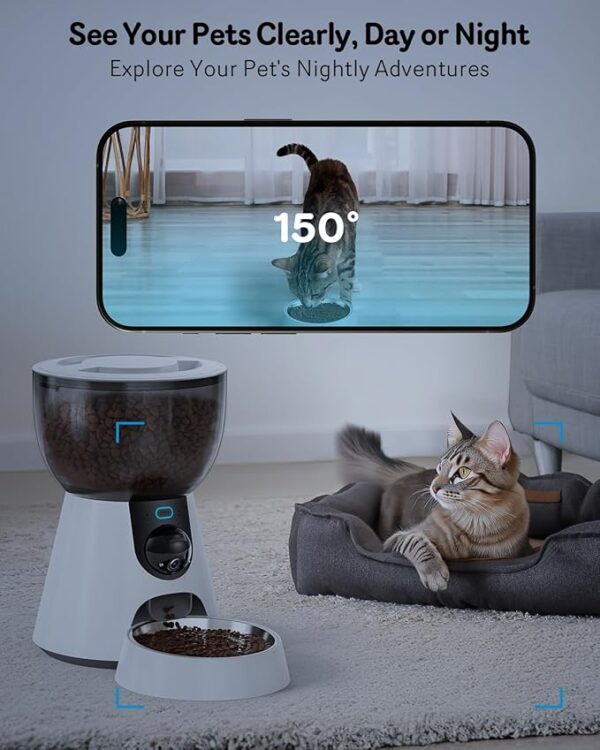 Sarpaws Automatic Cat Feeder with Camera, 1080P HD Video, Night Vision, 5G WiFi, 2-Way Audio, 10s Voice Recorder, Low Food & Blockage Sensor, Motion & Sound Alerts, Smart Cat Food Dispenser, F17C - Image 4