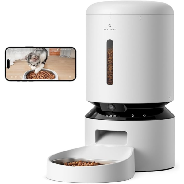 PETLIBRO Automatic Cat Feeder with Camera, 1080P HD Video with Night Vision, 5G WiFi Pet Feeder with 2-Way Audio, Low Food & Blockage Sensor, Motion & Sound Alerts for Cat & Dog Single Tray