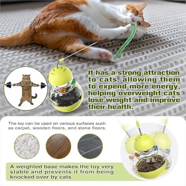 Cat Interactive Toys for Indoor Cats Kitten Wand Toy Weight Loss Lose Kitty Tracking Balls Slow Food Dispenser Feeder Treat Dispensing Feeding Pet Supplies Birthday Gift - Image 6