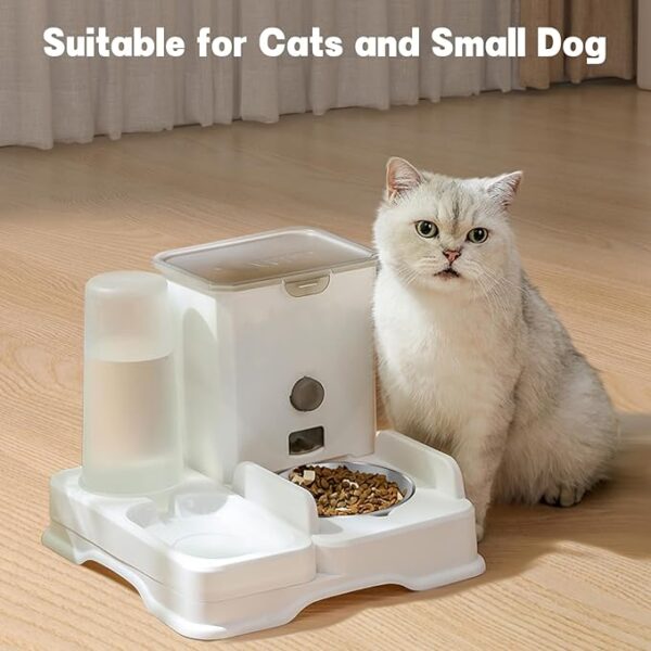 Yummy Sam Extra Large Cat Automatic Feeder Water Bottle Dispenser, Integrated Large Capacity Dog 1L Water Bowl 2.8L Food Bowl Set Feeding Station Feeder Dish for Puppy Cats Rabbit Ferret (White) - Image 7