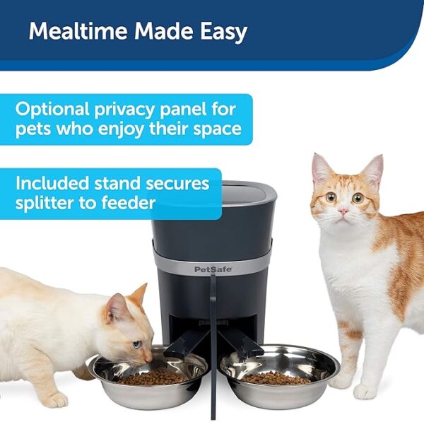 PetSafe 2-Pet Meal Splitter with Bowl - Designed for PetSafe Smart Feed and Healthy Pet Simply Feed Automatic Cat Feeder - No-Mess Food Dispensing - Includes Privacy Panel - Image 5