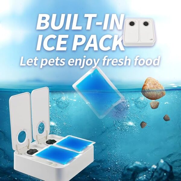 All for Paws Automatic Cat Feeder 2 Meal Dog Feeder, Dry and Wet Food Dispenser with 48-Hour Timer, Ice Pack Included, Dishwasher Safe - Image 5