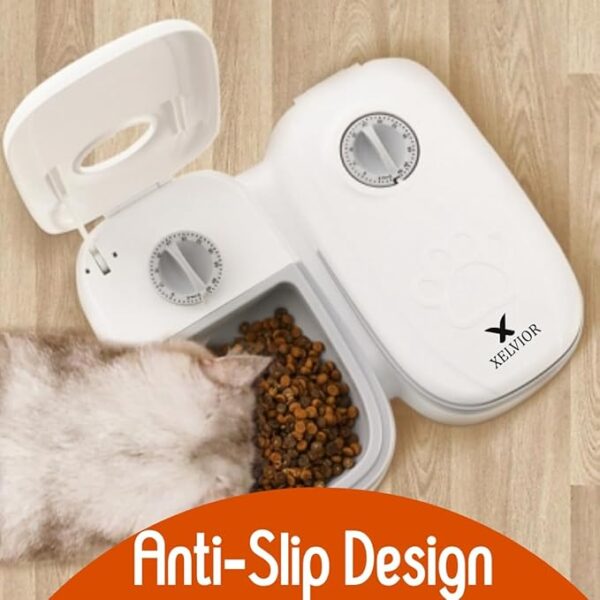 XELVIOR Automatic Cat Feeder with Ice Pack - 2-Meal Pet Feeder for Small Dogs - Dry and Wet Food Dispenser for Cats, 48-Hours Timer - Image 6