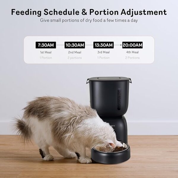 Sarpaws Automatic Cat Feeder and Cat Water Dispenser FW1, Wire or Battery Cat Food Dispenser Timer Pet Feeder - Locking Lid, Desiccant Bag, Programmable Portion Control, 4 Daily Meals, 10s Voice Recorder - Image 2