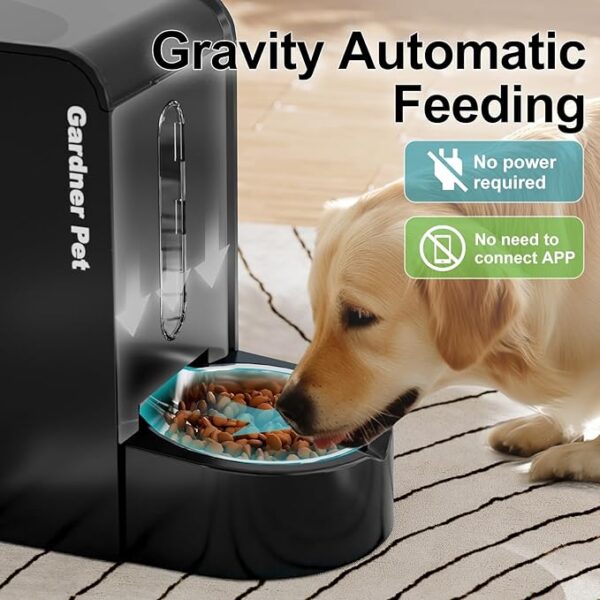 Gardner Pet Automatic Gravity Pet Feeder, 1.8 Gallons*2 Dog Feeder and Water Dispenser Set, 2-in-1 Automatic Feeder and Stainless Steel Water Dispenser for Dogs, Cats, Rabbits, Puppies (Black) - Image 3