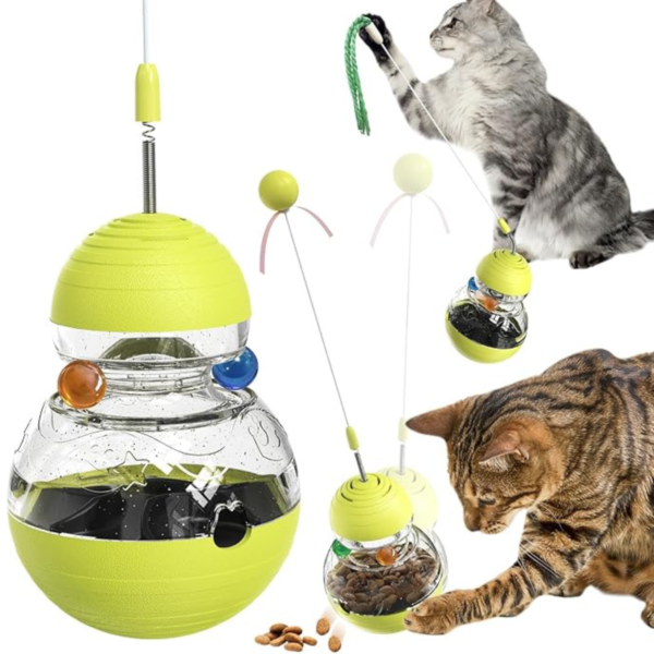 Cat Interactive Toys for Indoor Cats Kitten Wand Toy Weight Loss Lose Kitty Tracking Balls Slow Food Dispenser Feeder Treat Dispensing Feeding Pet Supplies Birthday Gift