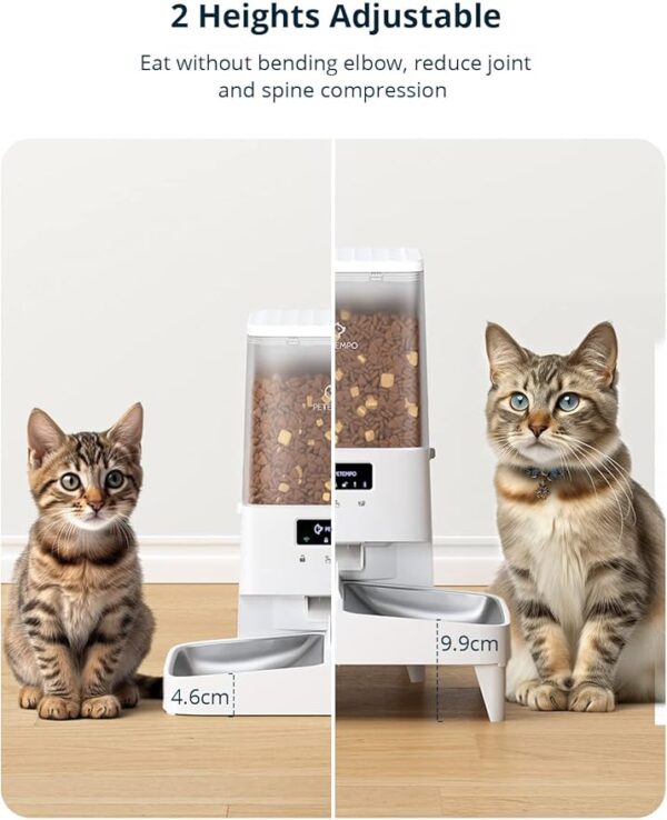 PETEMPO Automatic Feeder for Cats, 5 L, WiFi Automatic Feeder Dog Cat, Cat Food Automatic with App Controlled, Automatic Cat Feeder with 2 Bowls, for 10 Meals a Day - Image 5