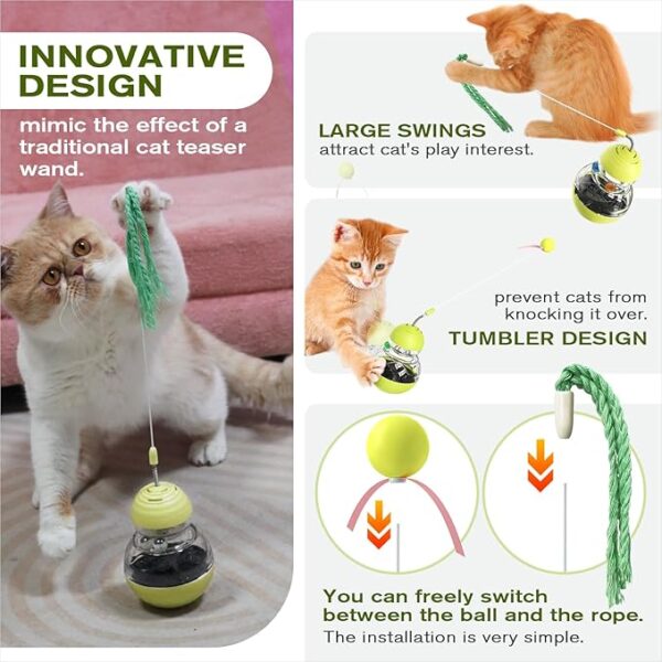 Cat Interactive Toys for Indoor Cats Kitten Wand Toy Weight Loss Lose Kitty Tracking Balls Slow Food Dispenser Feeder Treat Dispensing Feeding Pet Supplies Birthday Gift - Image 4