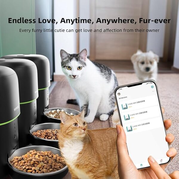 Yuposl 5G WiFi Automatic Cat Feeders Easy to Use - 2L/4L Cat Food Dispenser, Automatic Timed Cat Feeder with Dual-Band WiFi APP Control for Remote Feeding, Easy to Clean Also for Dogs - Image 5