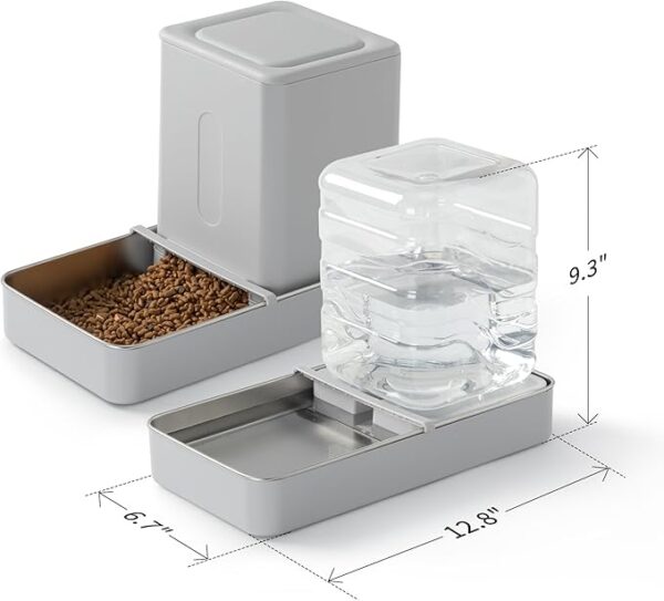 Tailwagpet Automatic Cat Food and Water Dispenser Set - Stainless Steel Cat Feeder and Water Dispenser Gravity Elevated Large Cat Water Bowl Dispenser Cat cat Dry Food Dispenser (3.8L) - Image 2