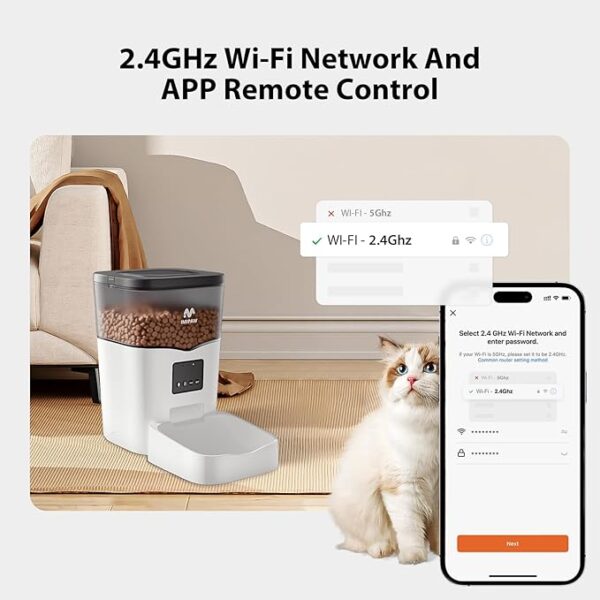 IMIPAW Automatic Cat Feeder WiFi: Automatic Cat Food Dispenser with App Remote Control Timed Feeding of Dry Food 10s Voice Recorder Programmable Pet Feeder for Cat & Small Dog Up to10 Meals - Image 4