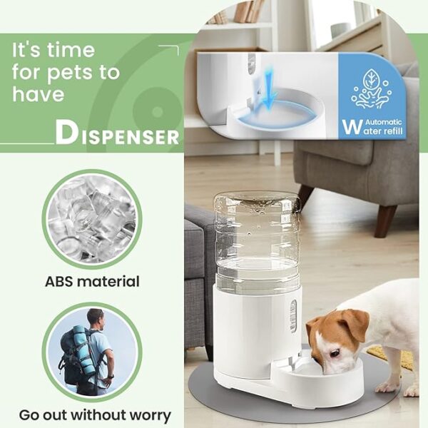 JUNSPOW Pet Water Dispenser 4L with Placemat and Visible Window, Automatic Cat & Dog Water Dispenser, Pet Water Bowl, Stable Noiseless and Easy-Cleaning - Image 4