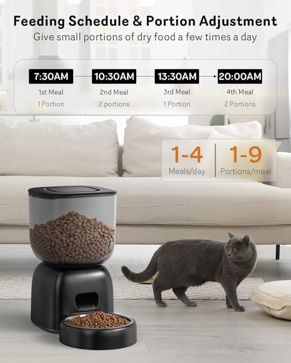 Sarpaws Automatic Cat Feeder, Cat Food Dispenser Battery-Operated with 180-Day Battery Life, Timed Pet Feeder for Cats and Dogs, Desiccant Bag, Programmable Portion Control, 4 Daily Meals, 10s Voice Recorder - Image 6