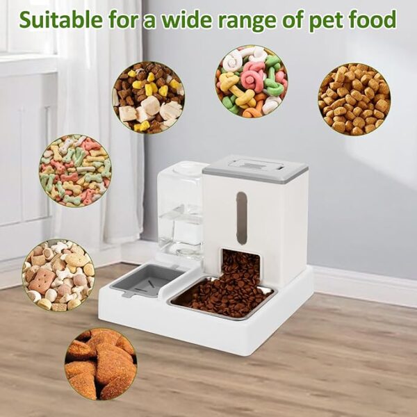 PiscatorZone Pet Feeder and Water Dispensers Set, Automatic Cat Food Dispenser, Gravity Automatic for Cats and Small Dogs (pale grey) - Image 5